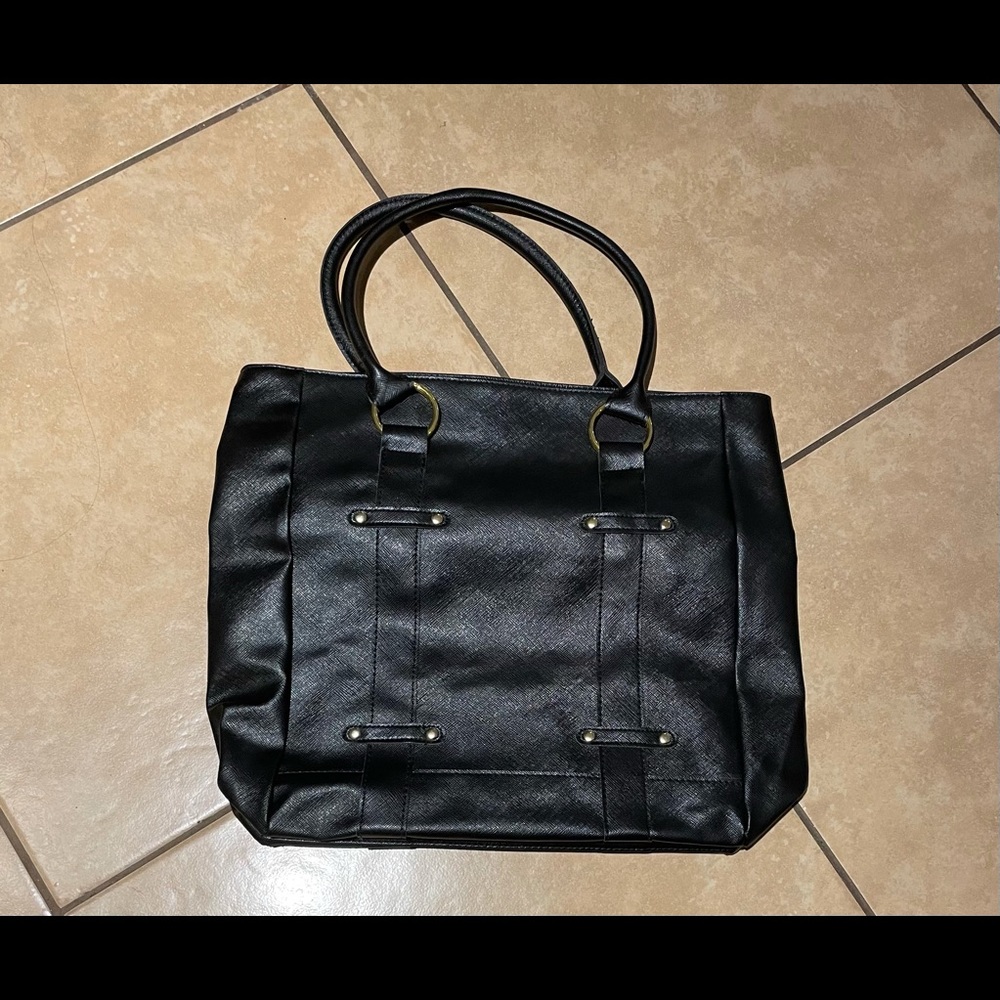 Estee Lauder Black Leather Tote Bag